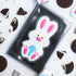 Chocolate mold shaped like a bunny with Oreo cookies around it