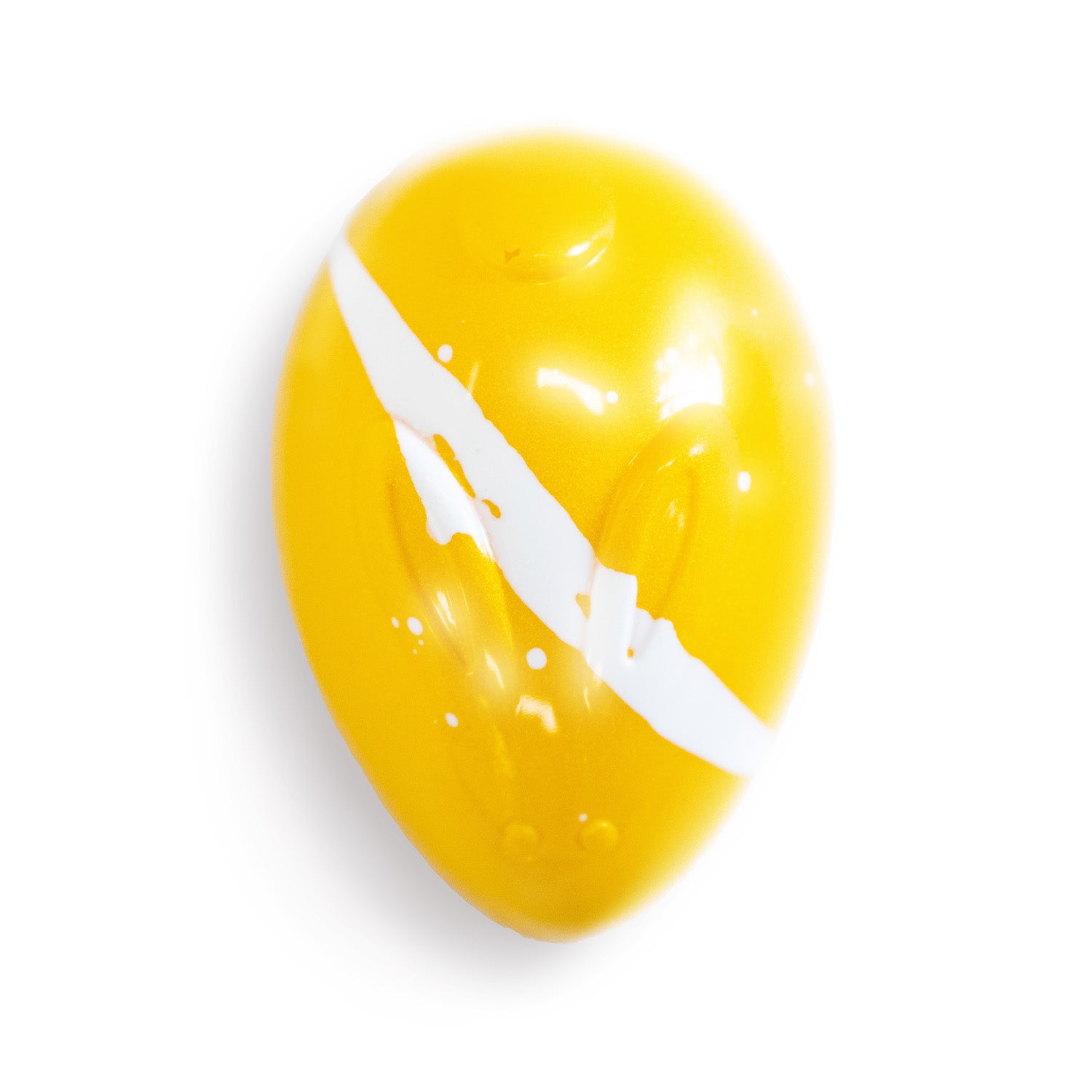 Yellow object with a white stripe on a white background